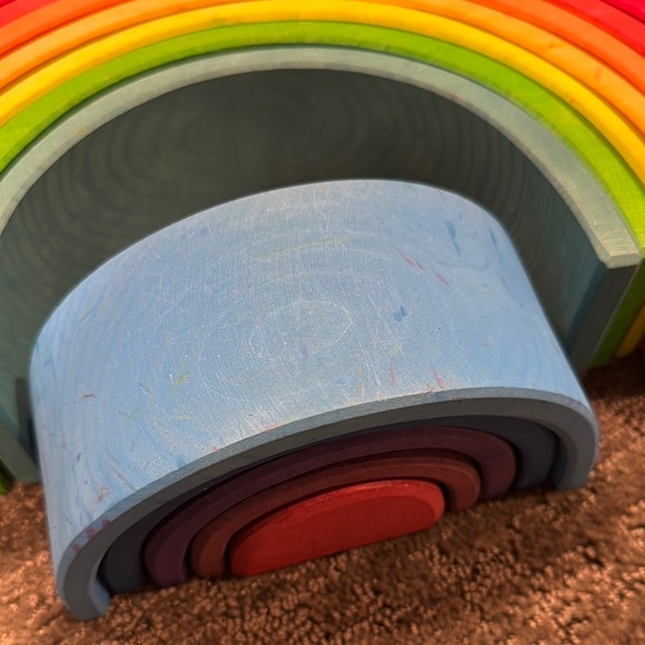 Grimm’s Colorful Wooden Rainbow Stacker Toy - Picture 10 of 16